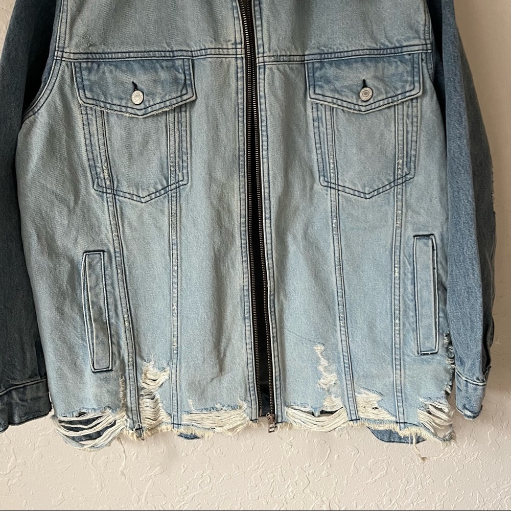 NEW Free People Denim Jacket Raw Edge Front S - Picture 6 of 15